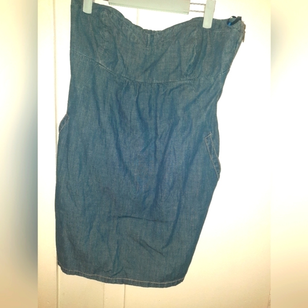 Strapless jean dress